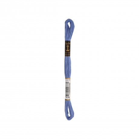 Meada de linha de bordar Anchor Stranded Cotton, filosele cor 176 azul Meada de linha de bordar Anchor Stranded Cotton, filosele cor 176 azul